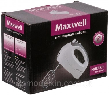Ручной миксер Maxwell MW-1356 W имеет практичный дизайн и эргономичную прорезине. . фото 6