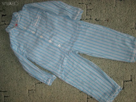 байковая пижама на мальчика 1,5-2 лет,рост 86-92см, в хорошем состоянии, одета п. . фото 1