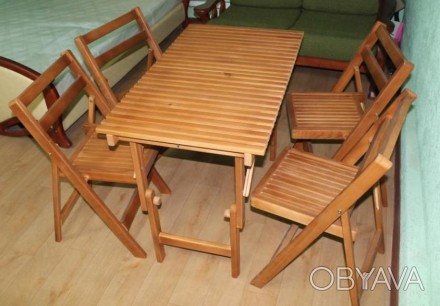 Комплект садовой мебели состоит из четырех стульчиков раскладных и стола Пикник . . фото 1