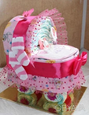 Торт из памперсов-отличный подарок для малыша на выписку из роддома,смотрины,кре. . фото 1
