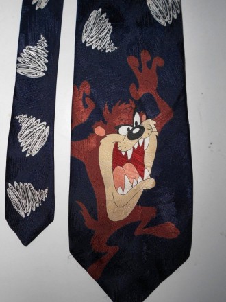 Мужской винтажный шелковый галстук Loonely Tunes с изображением  персонажа мульт. . фото 2
