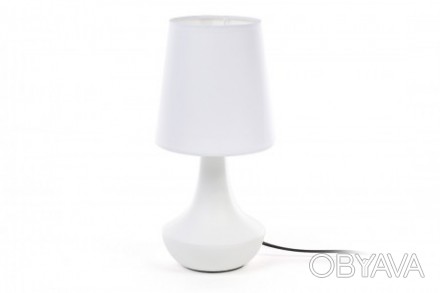 Лампа настільна 29см біла з керамічним підставою і тканинним абажуром
  Лампа н. . фото 1