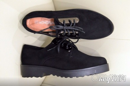 Черные женские туфли, 38-39р замшевые новые, одеты пару раз.. . фото 1