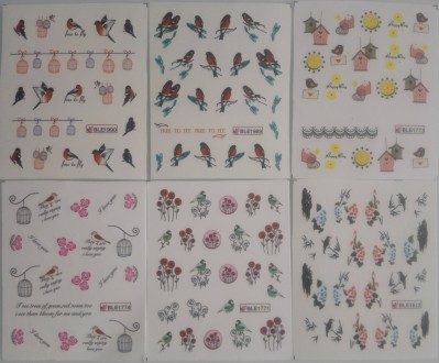 Водные слайдеры (наклейки) для ногтей с изображением птиц, котиков, панды.  
Ко. . фото 5