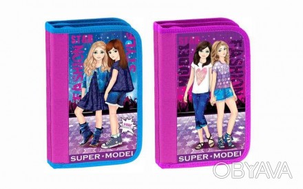 Пенал шкільний Kidis картонний на 2 відділення для дівчинки Super model 7458* 
 . . фото 1