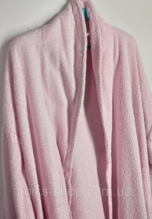 Женский розовый халат большого размера. Ткань 100% коттон. Халат имеет пояс и ка. . фото 6
