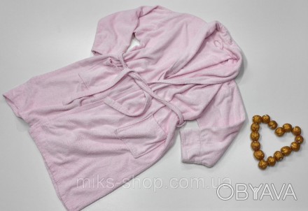 Женский розовый халат большого размера. Ткань 100% коттон. Халат имеет пояс и ка. . фото 1