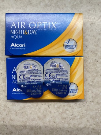 Линзы Air Optix Night and Day Aqua на месяц. -3.75. 2 упаковки по 3 линзы закрыт. . фото 2