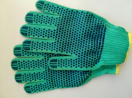 Перчатки трикотажные вязаные с ПВХ точкой синтетика зеленая или черная


Разм. . фото 2