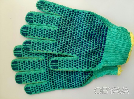 Перчатки трикотажные вязаные с ПВХ точкой синтетика зеленая или черная


Разм. . фото 1