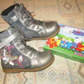 Демисезонные ботиночки ШАЛУНИШКА, для девочки, 28 р., стелька 18,5 см. Кожа и за. . фото 1