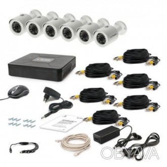 Комплект из 6-ти AHD камер высокого разрешения, гибридного видеорегистратора и в. . фото 1