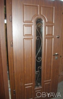 Двери бронированные Арка Vinorit с ковкой. Двери в частный дом с ковкой и стекло. . фото 1