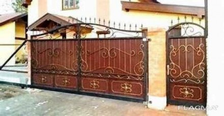 Распашные металлические ворота являются традиционным типом въездных ворот, котор. . фото 4
