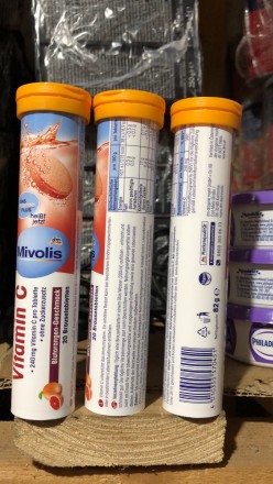 Шипучие таблетки витамины Mivolis В12, 20 шт Без добавления сахара С малиново-кл. . фото 9