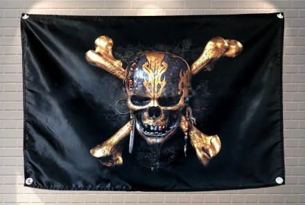 Флаг Веселого Роджера из фильма Пираты карибского моря-5.Размер 90х140. . фото 2