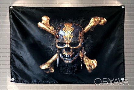 Флаг Веселого Роджера из фильма Пираты карибского моря-5.Размер 90х140. . фото 1