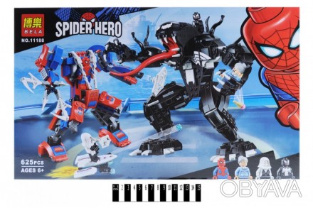 Конструктор Marvel Heroes Spiderman vs Venom (коробка) 625дет. 11188 р.50*30,5*7. . фото 1