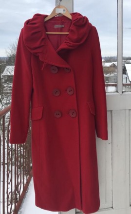 Очень эффектное кашемировое пальто красного цвета, на 38-42 размер (точные замер. . фото 2