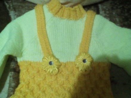 Новое вязаное тёплое платьице на девочку 1-1,5 лет.Нитки детский акрил.Ручная ра. . фото 5