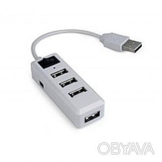 Хаб USB 2.0 4 порта, White, 480Mbts питание от USB устройство помогающее расшири. . фото 1
