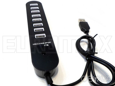 Хаб USB 2.0 8 порта, Black, 1TB с питанием от USB - устройство помогающее расшир. . фото 1