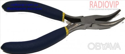 Мини плоскогубцы с загнутым носиком, 125мм, сине-желтая ручка предназначены для . . фото 1