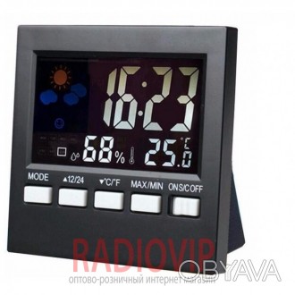 Термометр электронный с гигрометром, часами, будильником, календарём.
 Метеостан. . фото 1