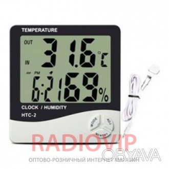 Термометр электронный с гигрометром, часами, будильником, календарём.
 Метеостан. . фото 1