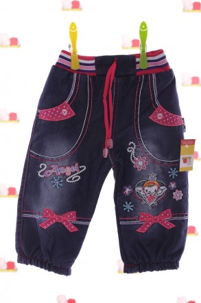 Джинсы с бантиом.
Теплые (зимние) джинсы на махровой подкладке. 
Верх - 100% хло. . фото 2