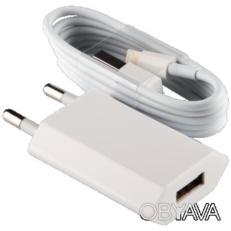 Зарядное устройство LP АС-005 USB 5V 1A + кабель USB - Lighting (Белый) - универ. . фото 1