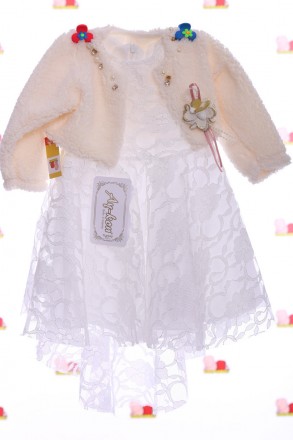 Платье гипюровое с болеро
Нарядное гипюровое платье белого цвета с коротким рука. . фото 2