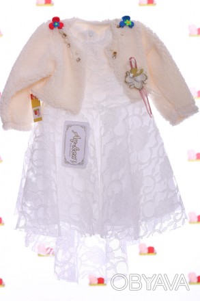 Платье гипюровое с болеро
Нарядное гипюровое платье белого цвета с коротким рука. . фото 1