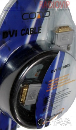 Шнур штекер DVI(24+1) -штекер DVI(24+1) длиной 3,00 метра служит для подключения. . фото 1