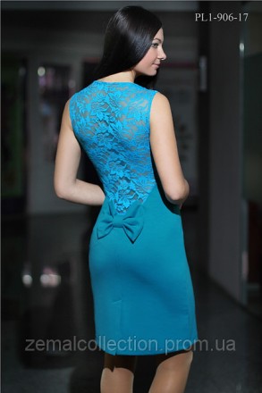 Голубое трикотажное платье, хорошо тянется, размер 44, длина платья 90 см, полуо. . фото 2
