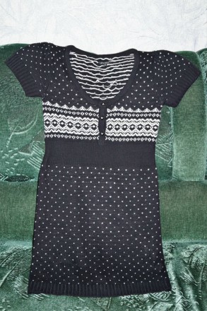 Трикотажное платье ТМ AMISU, Китай.
Цвет - черный, белый. 
Состав ткани - 100%. . фото 2