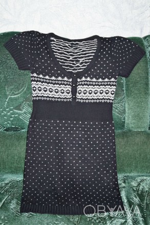 Трикотажное платье ТМ AMISU, Китай.
Цвет - черный, белый. 
Состав ткани - 100%. . фото 1