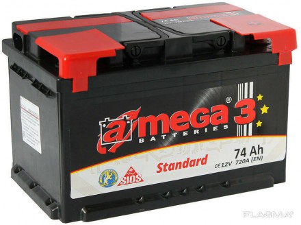 Аккумулятор Автомобильный 74 Ач A-Mega Standart (6СТ-74-Аз 720 А, "+" справа) M3. . фото 2