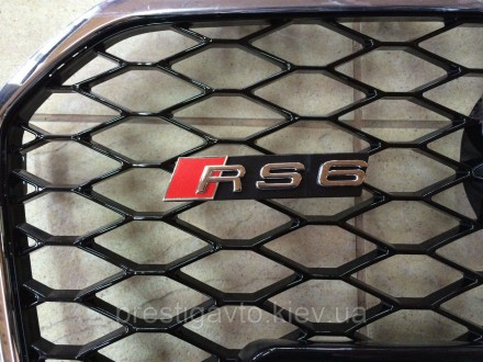 Решетка радиатора Hrom на Audi A6 с шильдиком RS6 в кузове C7 (2012-2015) годов . . фото 3