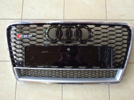 Решетка радиатора на Audi А7 RS Quatro (2014г.) черная с хром окантовкой. 
Решет. . фото 2