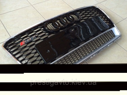 Решетка радиатора на Audi А7 RS Quatro (2014г.) черная с хром окантовкой. 
Решет. . фото 3
