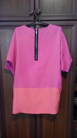 Платье, плаття, сукня, розово-коралловое, на подкладе, с рукавами "летучья мышь". . фото 3