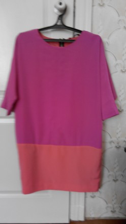 Платье, плаття, сукня, розово-коралловое, на подкладе, с рукавами "летучья мышь". . фото 4