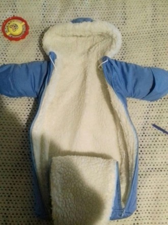 Детский зимний конверт на овчине,65 см.одевали пару раз.. . фото 5