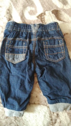 Штаны джинсовые для малыша от 0-3  мес. мягкие , удобные , на поясе и ножках рез. . фото 4