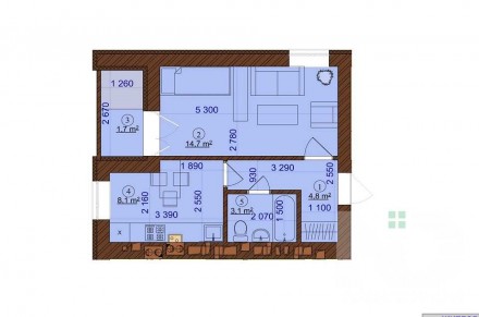 
Общая площадь: 35,5 м2;
Жилая площадь: 15 м2;
Площадь кухни: 10 м2;
Этаж/этажно. . фото 3