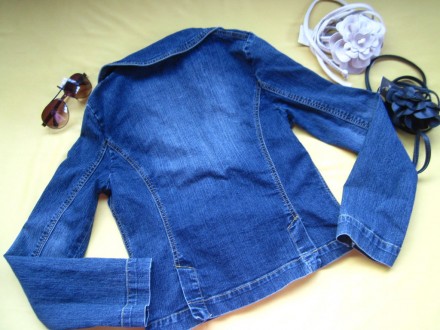 Стильный джинсовый пиджак ветровка E-Steem, р. L, идеальное состояние. Состав-76. . фото 8