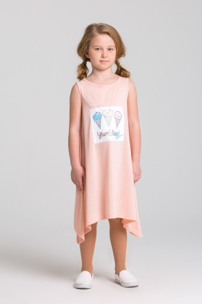 Платье персикового цвета с прикольным принтом “мороженное”. В наличии размеры на. . фото 2
