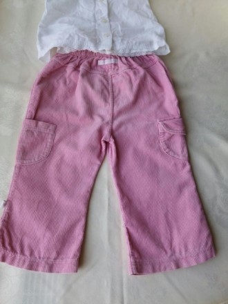 Рожеві вельветові штани для дівчинки віком 1-2 роки. Котон. Довжина- 45см. ПОТ-2. . фото 3