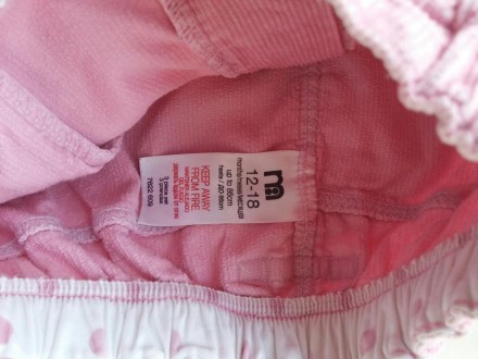 Рожеві вельветові штани для дівчинки віком 1-2 роки. Котон. Довжина- 45см. ПОТ-2. . фото 4